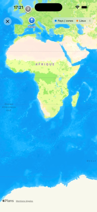iPhone : carte géographique des articles