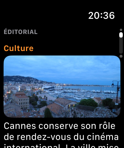 L'éditorial du jour sur Apple Watch, section Culture illustrée