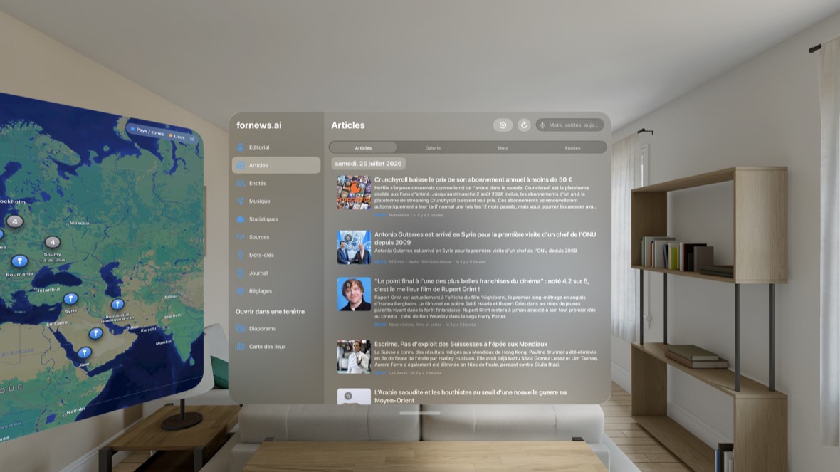 La carte des lieux — capture du simulateur visionOS